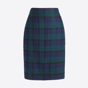 J. Crew Tartan Pencil Skirt in Navy and Emerald